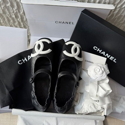 Chanel Quilted Interlocking CC Mary Jane Flats