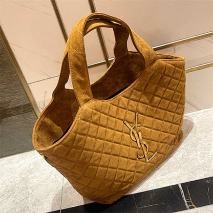 Saint Laurent  the Icare Baby in quilted suede bag.