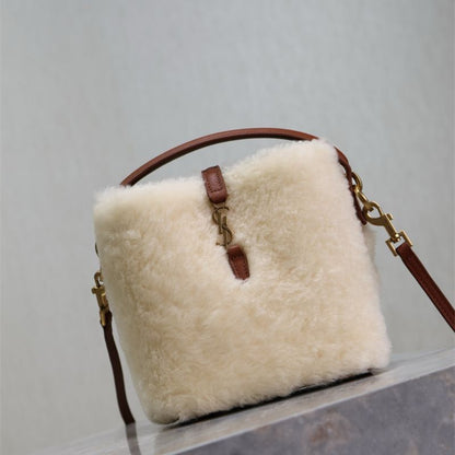 Saint Laurent Le 37 mini bucket bag in shearling