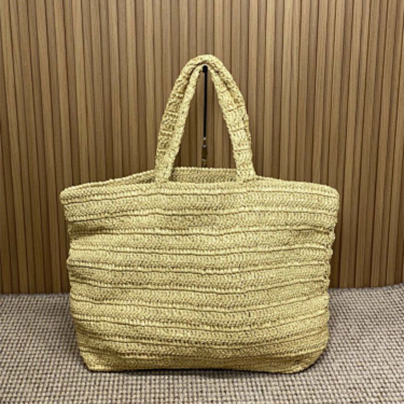 Saint Laurent Rive Gauche Tote Bag in crocheted raffia.