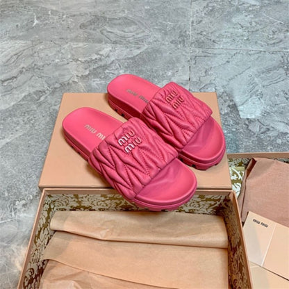 Miu Miu Matelassé Nappa Leather Slides