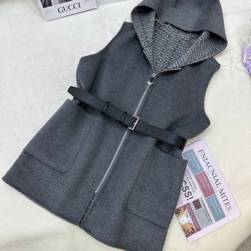 Prada felted wool hooded vest