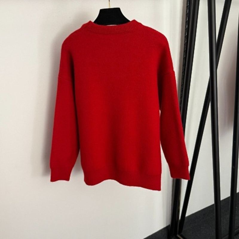 Hermès  red knit sweater featuring a white horse graphic