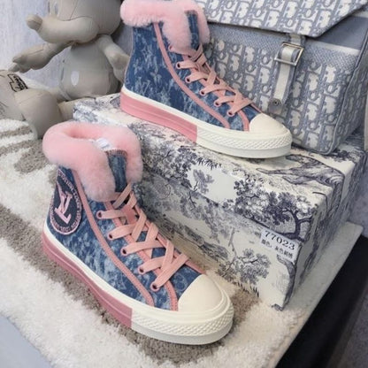 Louis Vuitton fantasy pink laces and pink faux-fur lining Sneakers