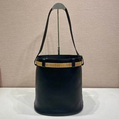 Prada Arqué Leather Bucket Bag