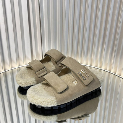 Miu Miu Birkenstock Arizona Shearling Sandal.