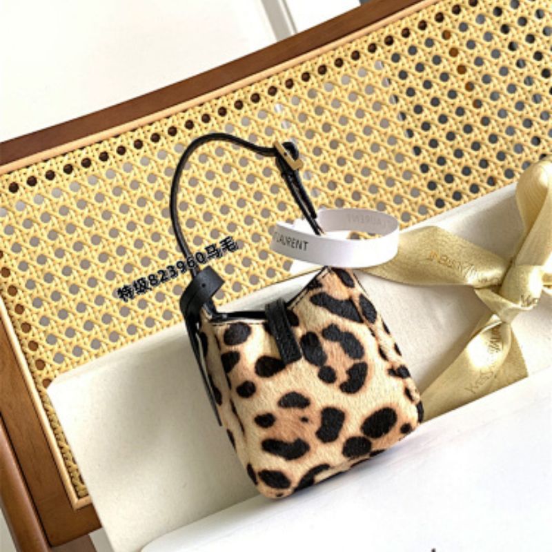 Saint Laurent Le 37 Mini bucket bag in leopard-print calf hair.