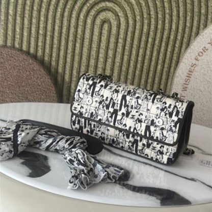 Chanel Silk Lambskin Coco Mademoiselle Scarf Flap Bag.