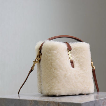 Saint Laurent Le 37 mini bucket bag in shearling