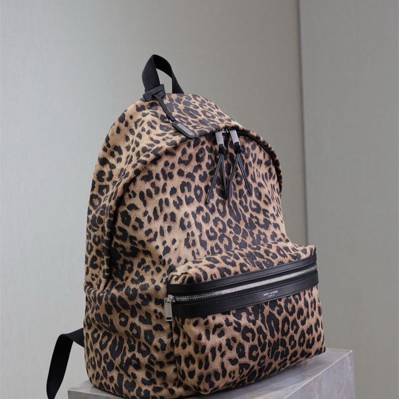 Saint Laurent City Leopard Print Backpack