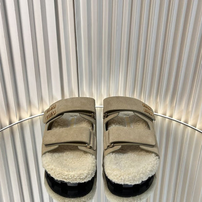 Miu Miu Birkenstock Arizona Shearling Sandal.