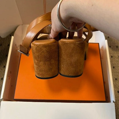 Hermès Elvire Sandals in the classic Gold (tan)