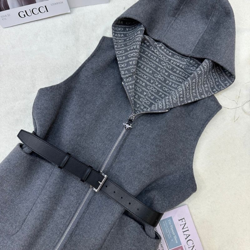 Prada felted wool hooded vest