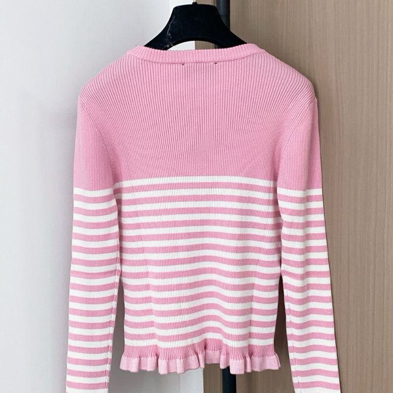Prada ribbed knit sweater with a color-block design.