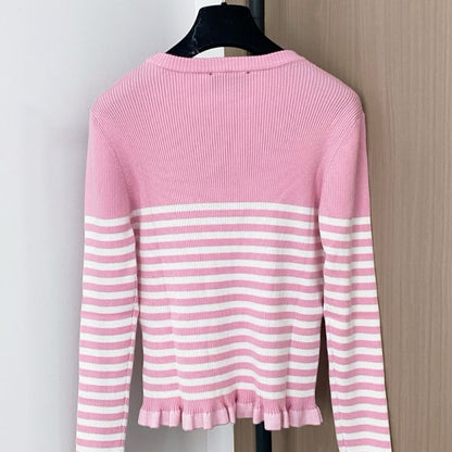 Prada ribbed knit sweater with a color-block design.