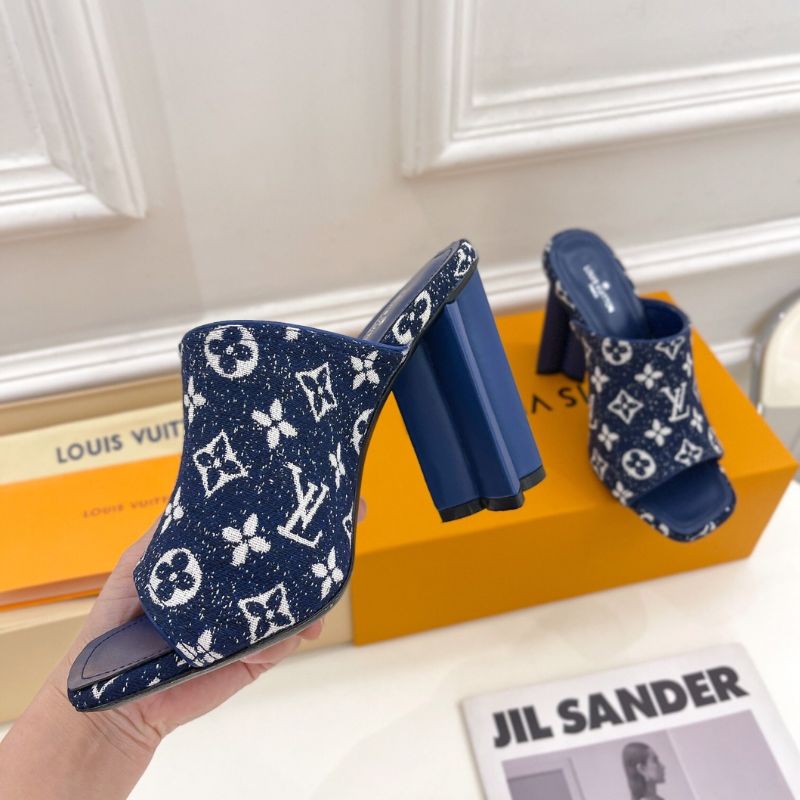 Louis Vuitton Silhouette Mules in blue Monogram denim