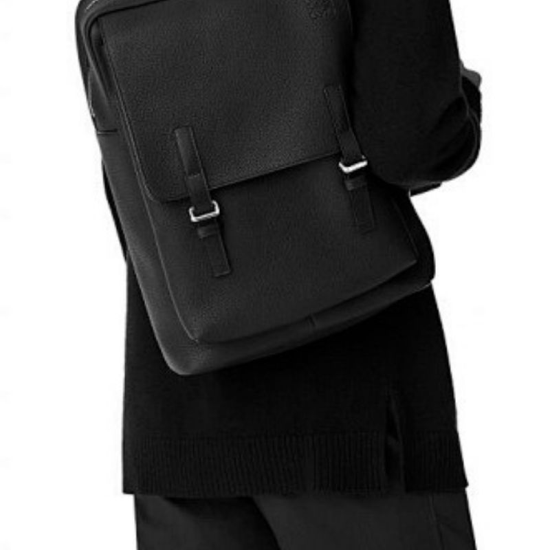 Loewe Military backpack in soft grained calfskin black.