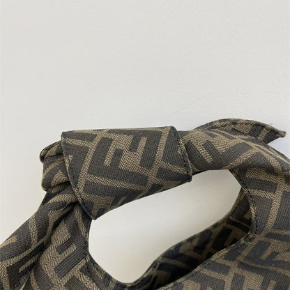 Fendi Mini Shopper bag in brown FF jacquard fabric.