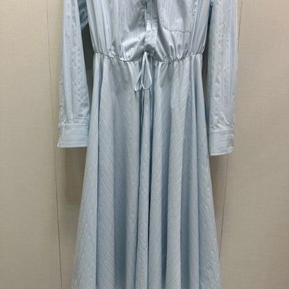 Prada light blue drawstring shirtdress.