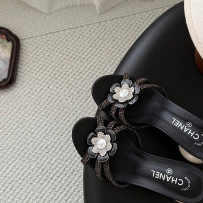 Chanel Camellia Pearl Mules,