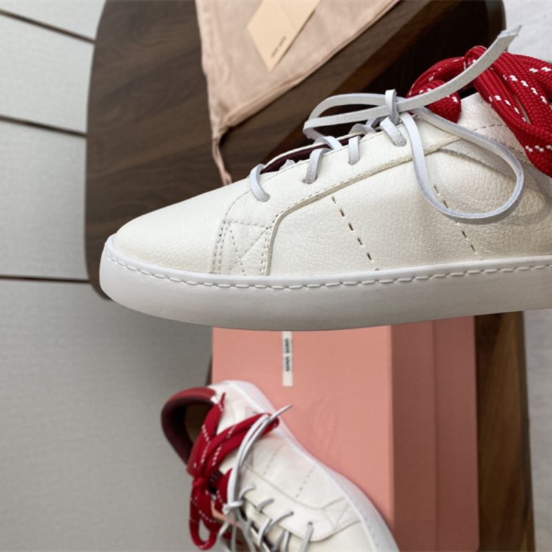 Miu Miu Leather Sneakers in white and crimson