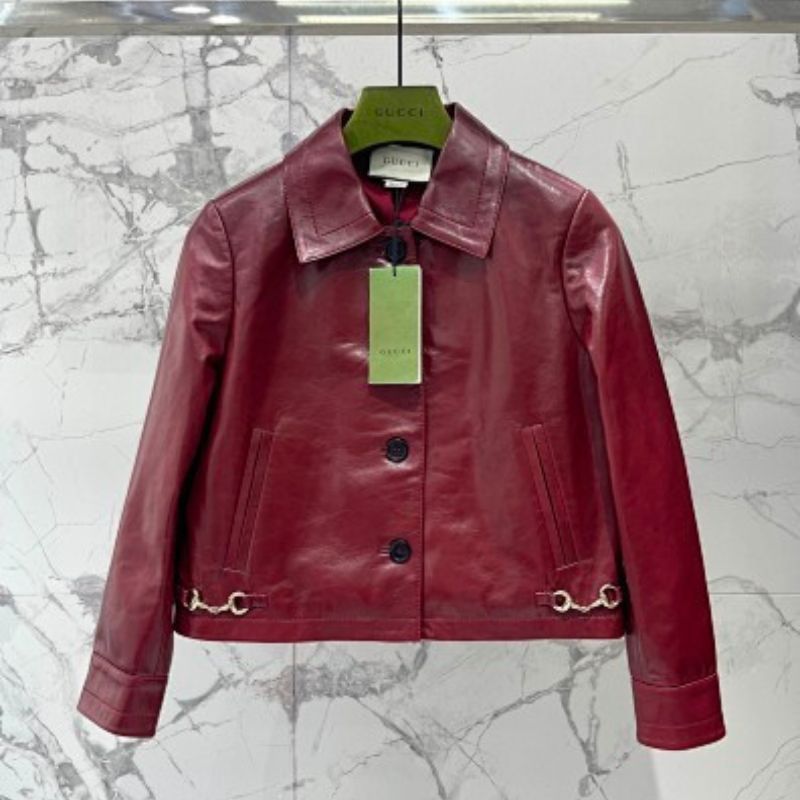Gucci Leather Jacket with Horsebit  Gucci Leather Shorts,