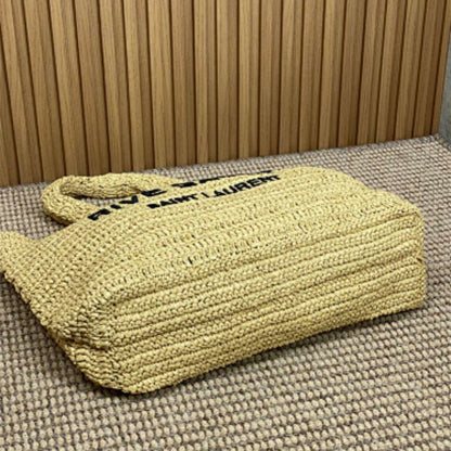 Saint Laurent Rive Gauche Tote Bag in crocheted raffia.