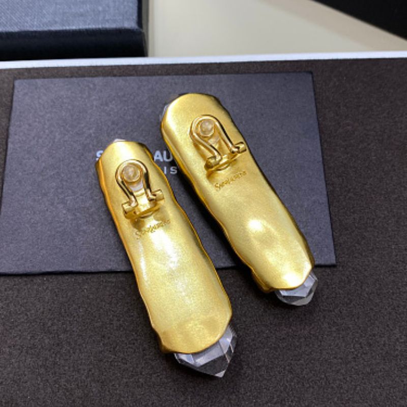 Saint Laurent Crystal Quartz Drop Earrings,