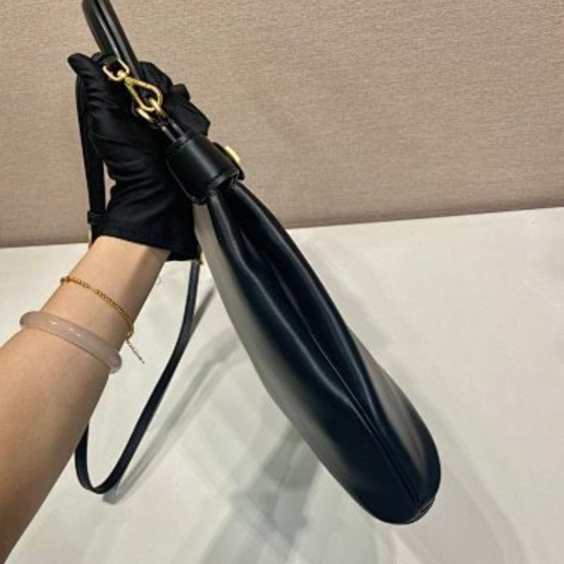 Prada Buckle Medium Leather Handbag