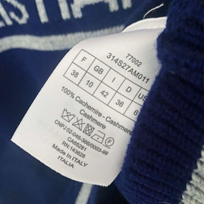 Christian Dior short-sleeved  navy blue sweater with white/silver stripes