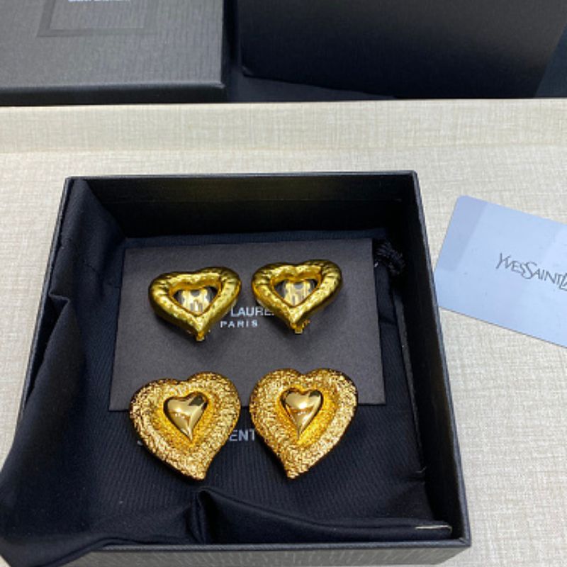 Yves Saint Laurent (YSL) multi-textured heart-in-heart earrings