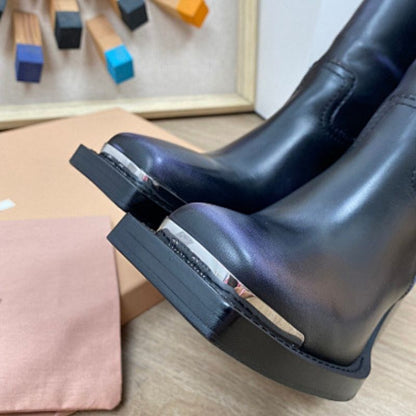 Miu Miu Metallic Toe Knee Boots,