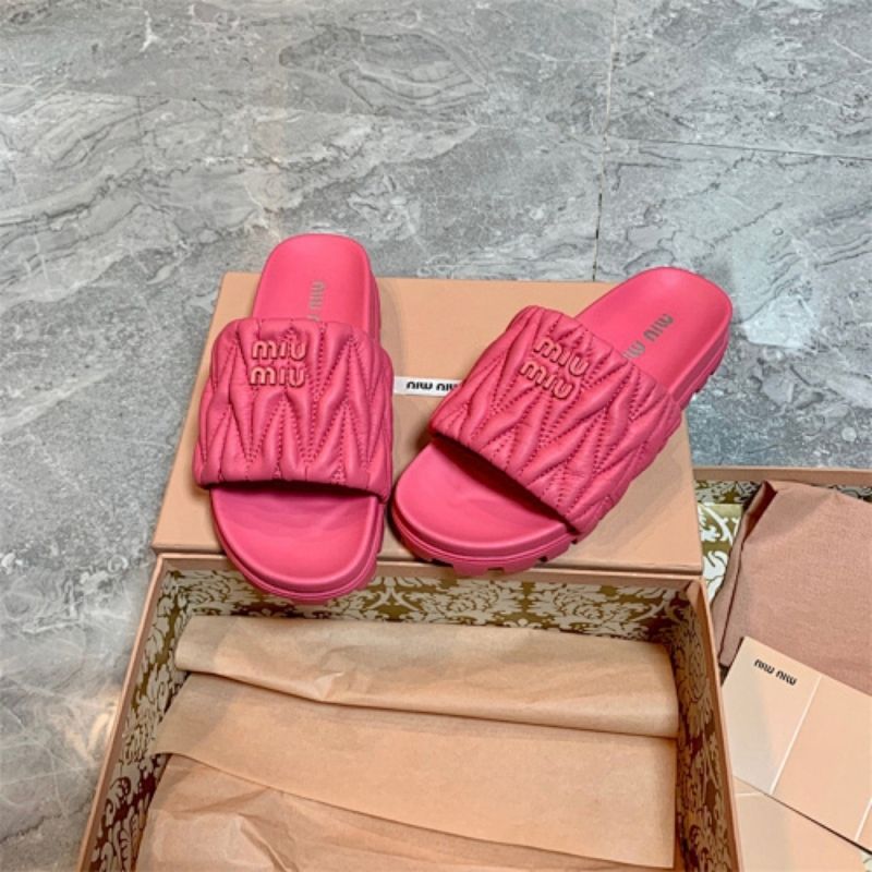 Miu Miu Matelassé Nappa Leather Slides