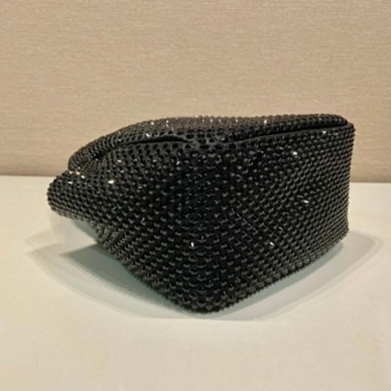 Prada Satin Mini-Bag with Synthetic Crystals in black