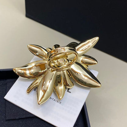 Chanel black enamel art flower brooch,
