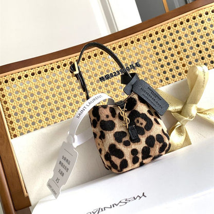 Saint Laurent LE 5 À 7 supple micro bag in leopard-print