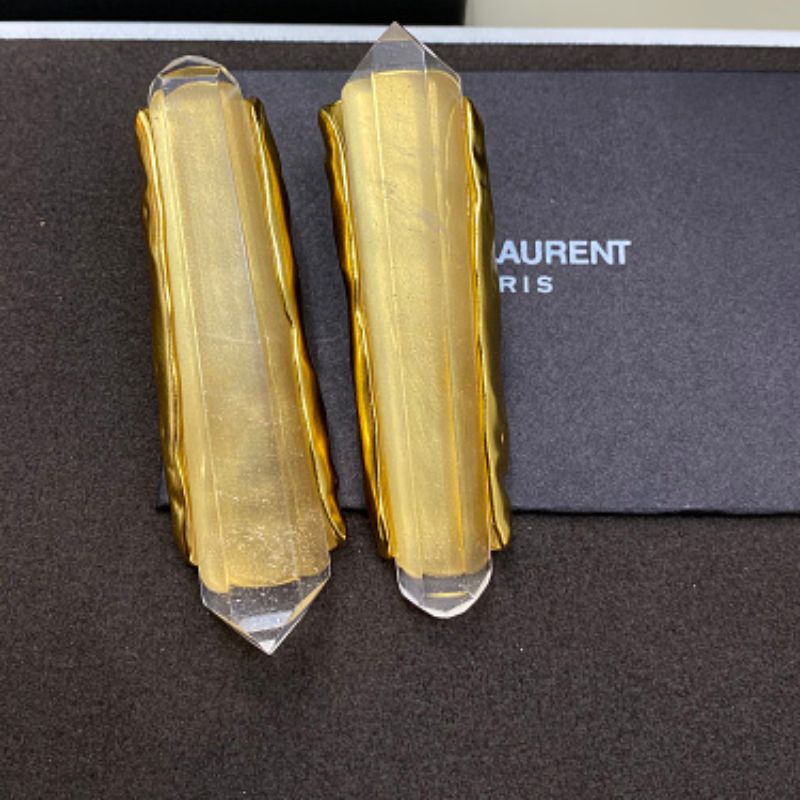 Saint Laurent Crystal Quartz Drop Earrings,