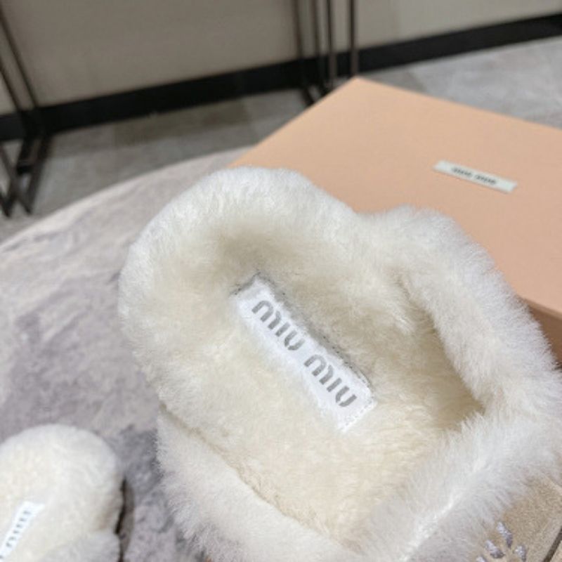 Miu Miu Suede Mules with Shearling lining.