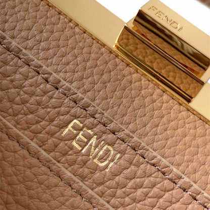 Fendi Peekaboo hand-woven brown leather ISeeU Small bag