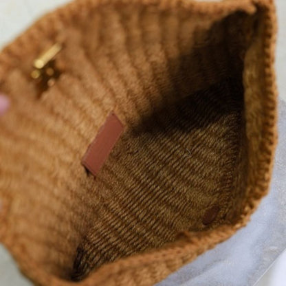 Saint Laurent Cassandre Envelope Pouch in Raffia
