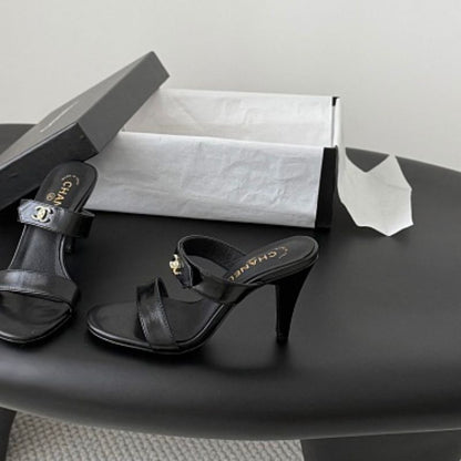 Chanel Crinkled Calfskin Double-Strap Mules.