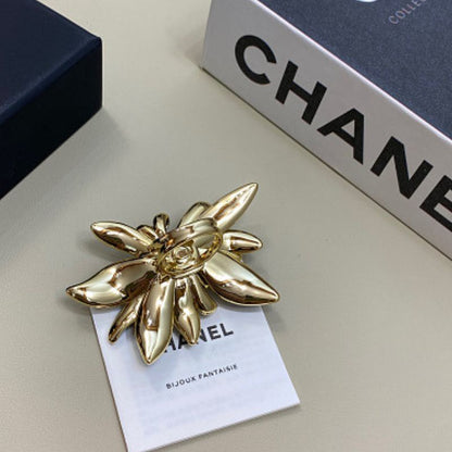 Chanel black enamel art flower brooch,