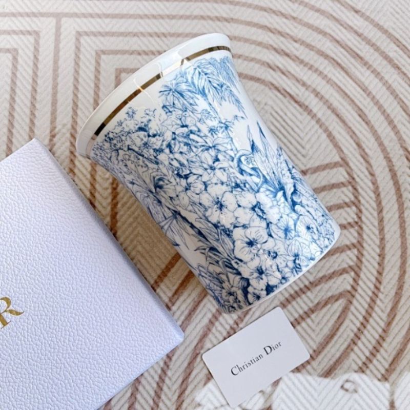 Dior Maison collection the iconic Toile de Jouy motif in blue and white.