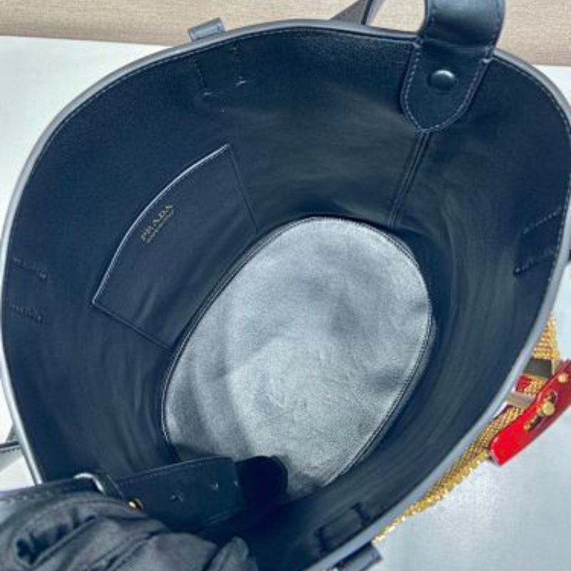Prada Arqué Leather Bucket Bag