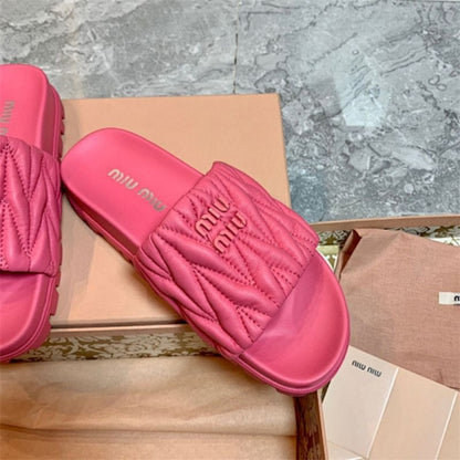 Miu Miu Matelassé Nappa Leather Slides
