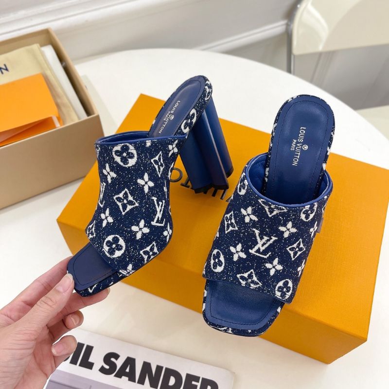 Louis Vuitton Silhouette Mules in blue Monogram denim