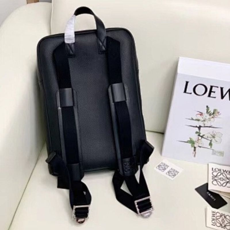 Loewe Military backpack in soft grained calfskin black.