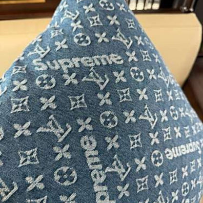 Louis Vuitton x Nigo x Supreme collaboration throw pillow,
