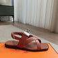 Hermès Empire Flat Sandals in gold (tan/caramel) calfskin