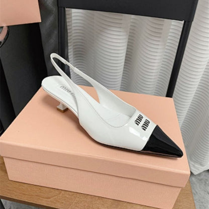 Miu Miu two-tone patent-leather slingback pumps